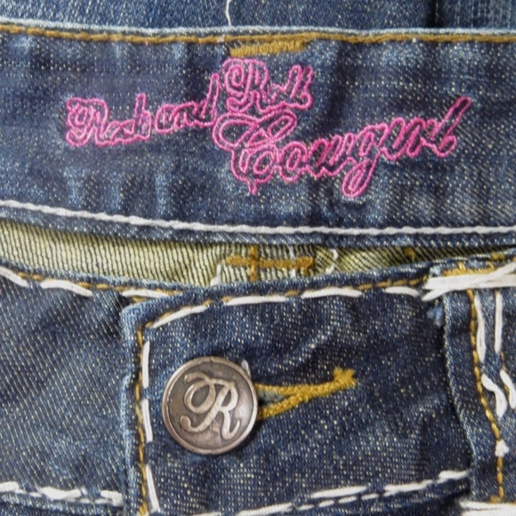 Rock and Roll Cowgirl Jeans Size 27 Low Rise Studded Heavy Stitching Western - Picture 5 of 8